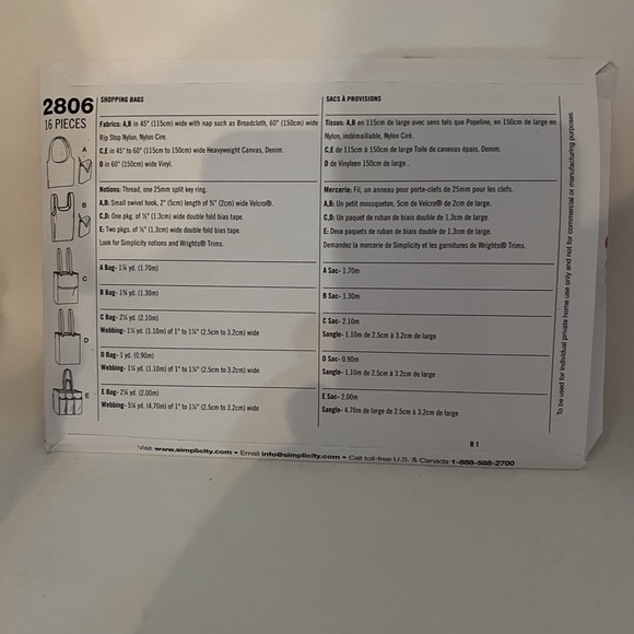Simplicity Pattern 2806 - Shopping Bags - Picture 4 of 7